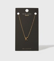 New Look Real Gold Plated K Initial Pendant Necklace